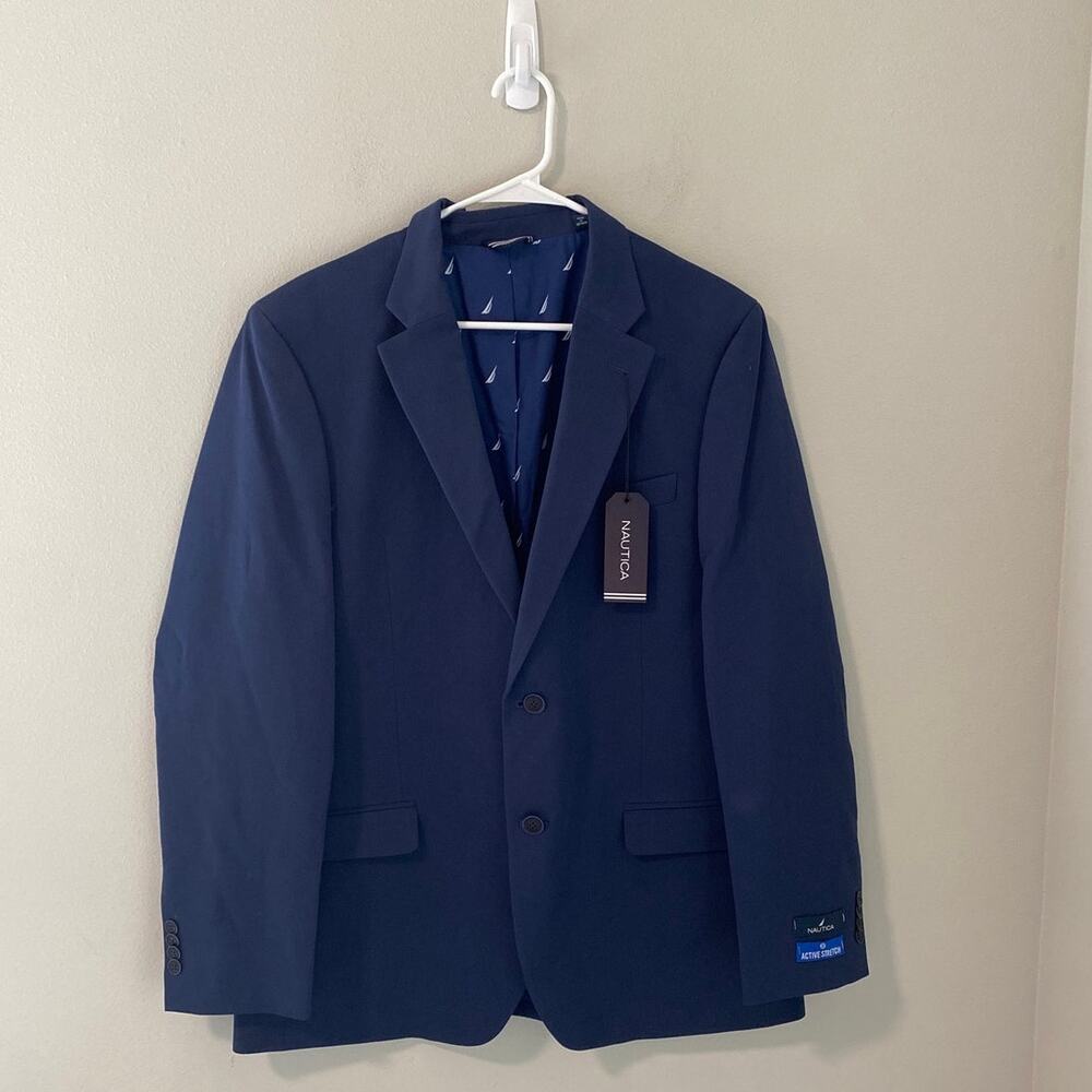 NWT Nautica Ventura Black Modern Fit Bi-Stretch Suit Blazer Men’s 42R